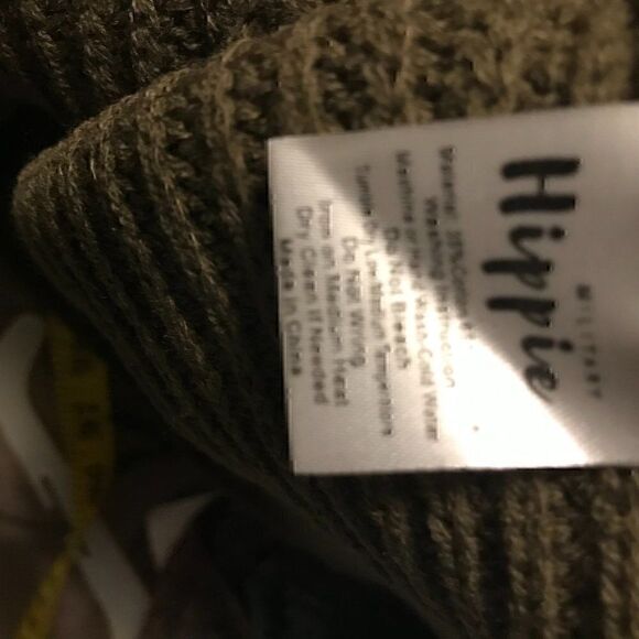Military Hippe Lace Up V-neck Neck Green Knit Sweater one size - Picture 13 of 14